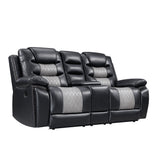 Nikko Console Loveseat W/ Dual Recliners-Black/Gray