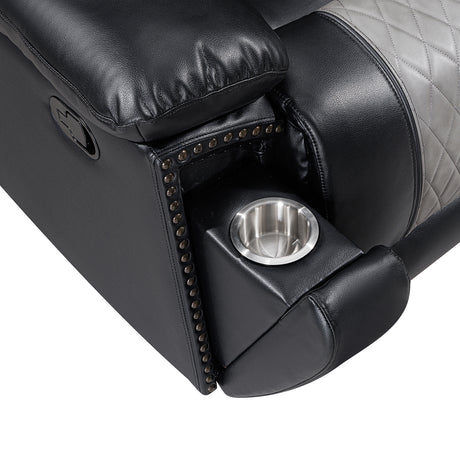 Nikko Console Loveseat W/ Dual Recliners-Black/Gray