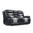 Nikko Console Loveseat W/Pwr Fr-Black/Gray