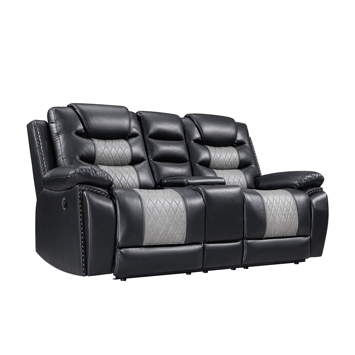 Nikko Console Loveseat W/Pwr Fr-Black/Gray