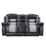 Nikko Console Loveseat W/Pwr Fr-Black/Gray