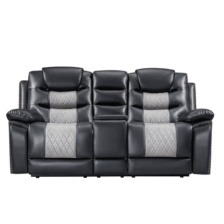 Nikko Console Loveseat W/Pwr Fr-Black/Gray
