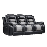 Nikko Sofa W/Dual Recliner-Black/Gray