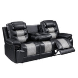 Nikko Sofa W/Dual Recliner-Black/Gray