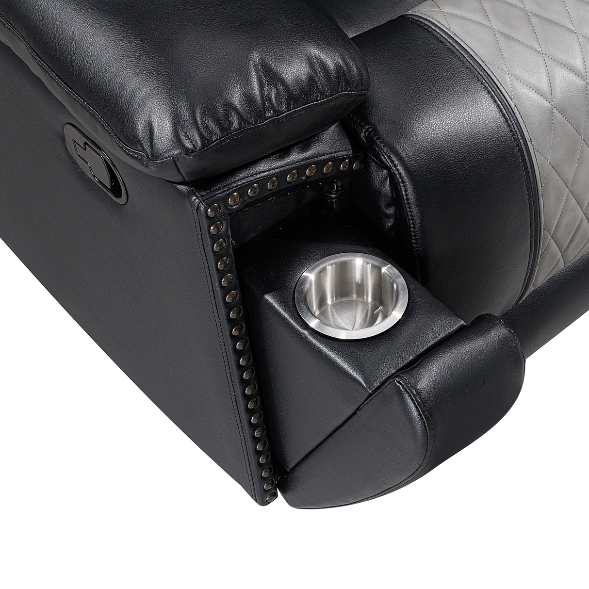 Nikko Sofa W/Dual Recliner-Black/Gray