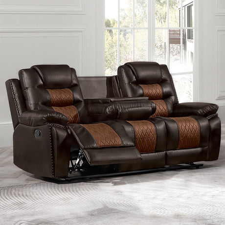Nikko Sofa W/Dual Recliner-Brown
