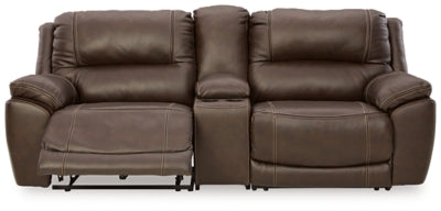 Dunleith Power Reclining Loveseat with Console - galleria furniture outlet