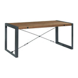 Elements International Industrial Dining Table in Gunmetal and Brown