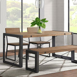 Elements International Industrial Dining Table in Gunmetal and Brown