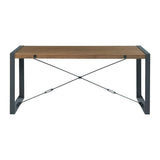Elements International Industrial Dining Table in Gunmetal and Brown image