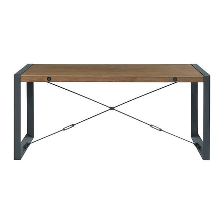 Elements International Industrial Dining Table in Gunmetal and Brown image