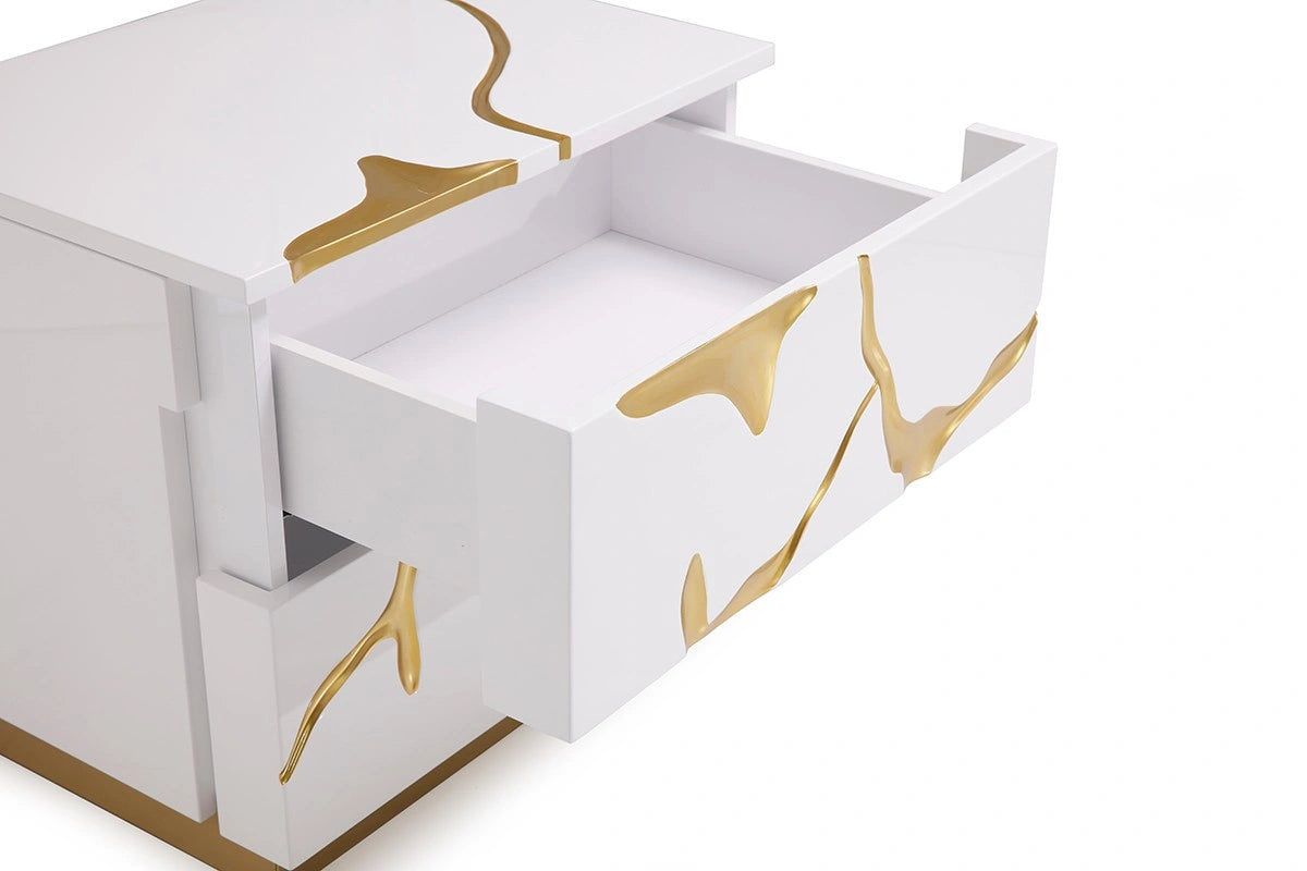 Sterling Modern Beige + Gold Bed + Nightstands