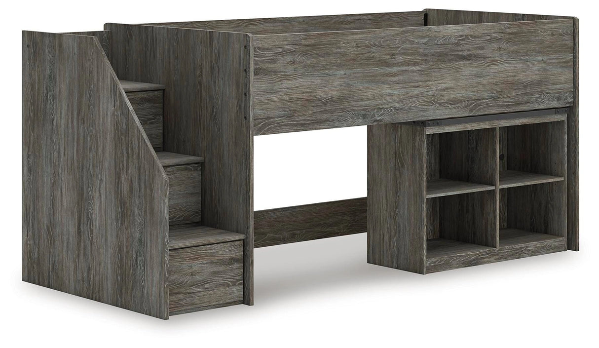 Frandern Loft Bed with Bookcase Storage