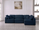 Serene Navy Linen Fabric Deluxe Cloud Modular Sectional