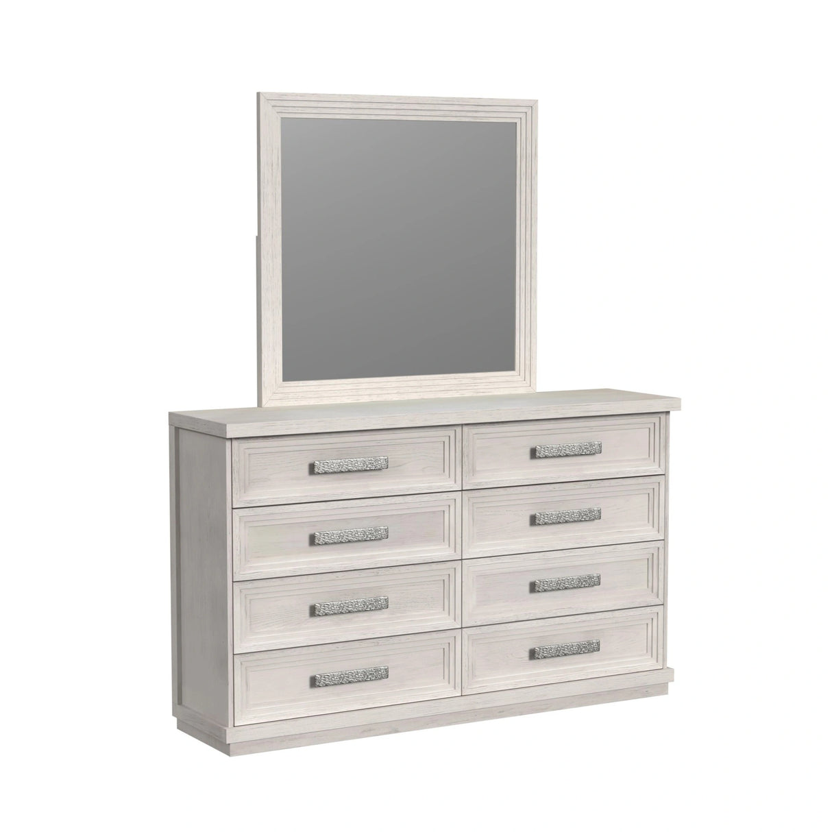 Avalanche Dresser and Mirror Set in Antique White