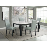 Francesca White Marble Rectangular 5PC Dining Set-Table & Four Grey PU Chairs
