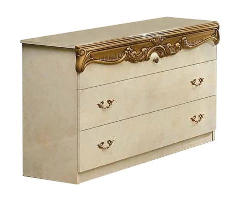 ESF Furniture Barocco Single Dresser in Ivory w/ Gold