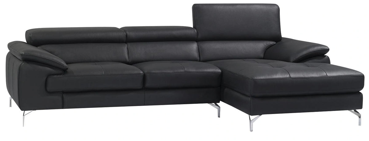 J&M Furniture A973B Italian Leather Mini Sectional LAF in Black