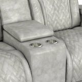 Prime Time P3 3PC Living Room Set with 7 Colors LED in Leather Gel Light Grey-Sofa, Loveseat & Recliner