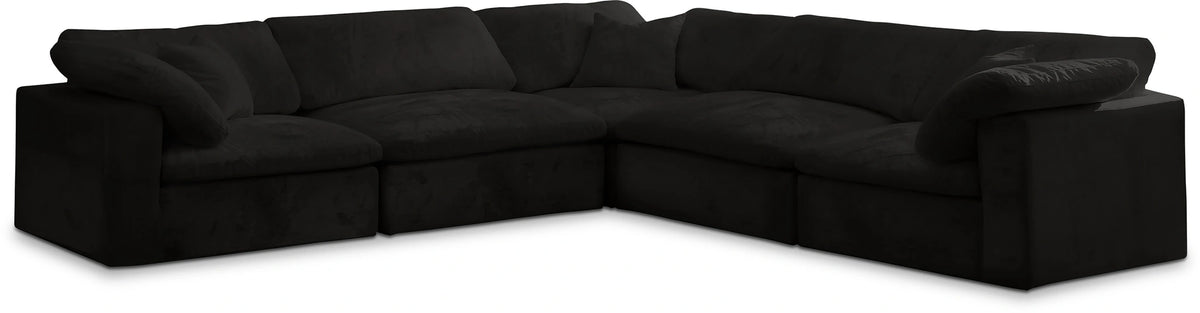 Cozy Black Velvet Cloud Modular Sectional