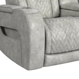 Prime Time P3 Loveseat with Console, 7 Colors LED, Cup Holders and Wireless Charger Controller in Leather Gel Light Grey