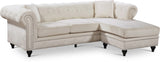 Sabrina Cream Velvet 2pc. Reversible Sectional