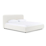 Liam + Mikala - Modern Ivory Fabric + Natural Oak 4-Piece Bedroom Set