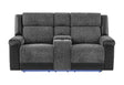 U5915 Grey/Black Console Rec Loveseat W/Immersive Sound & Blue LED