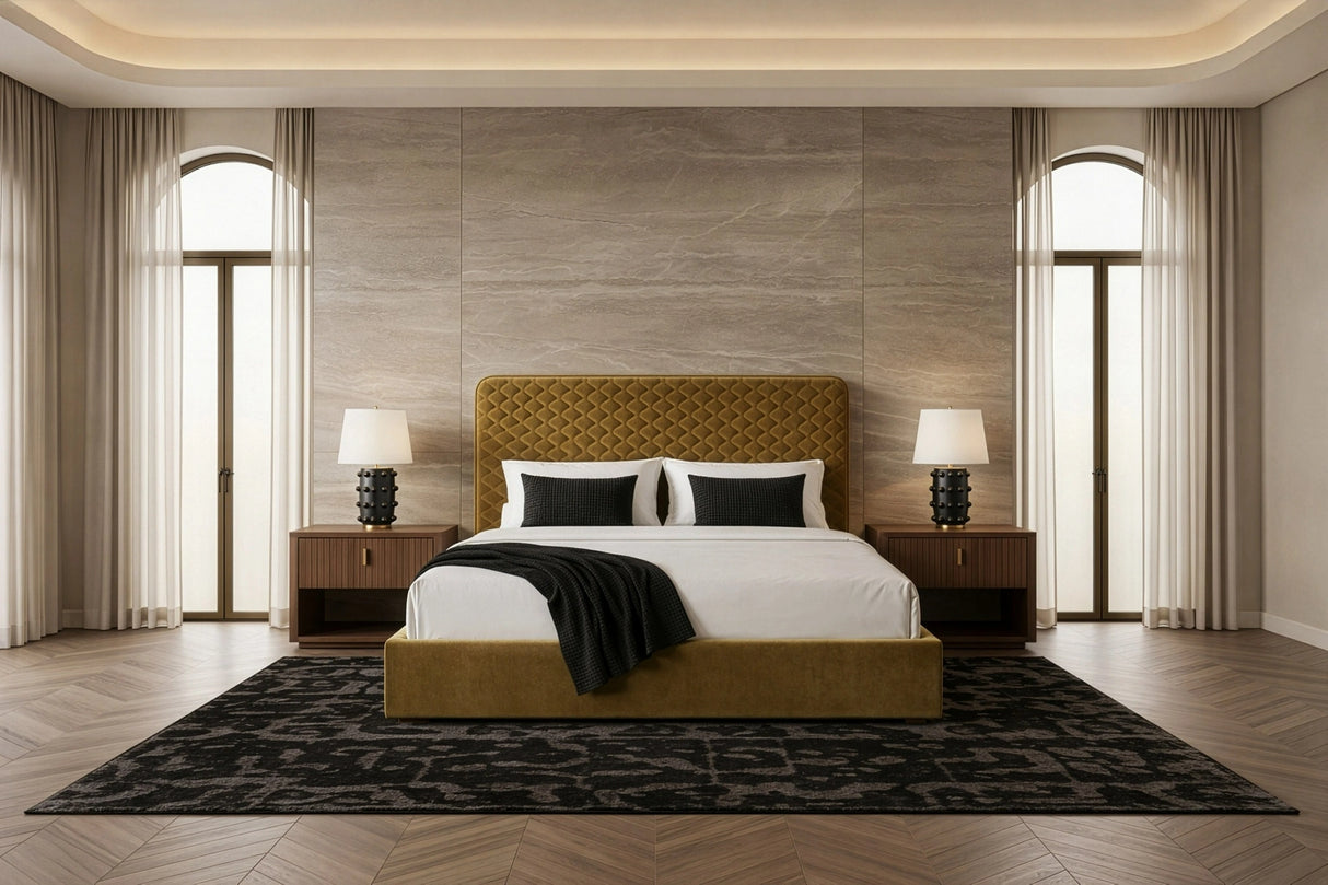 Trieste - Modern Brown Fabric Bed