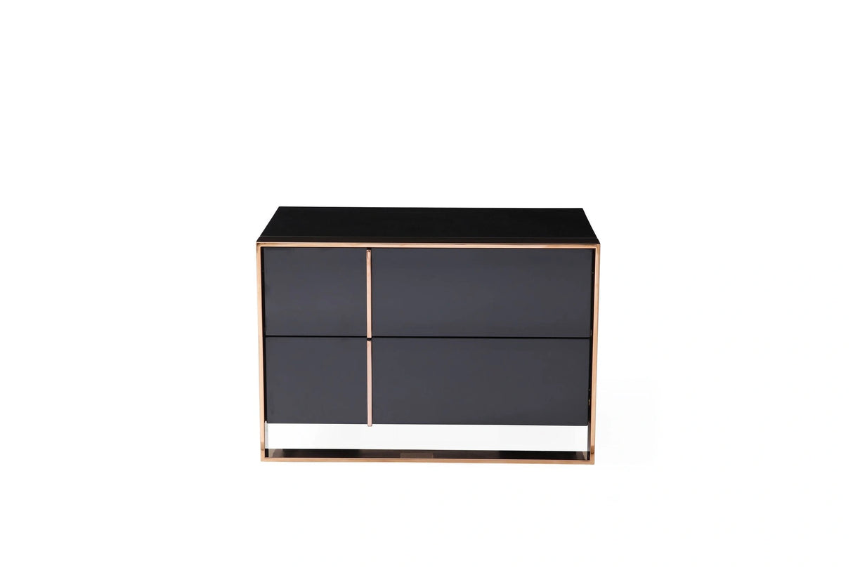 Cartier - Modern Black + Rose Gold Bed + Nightstands