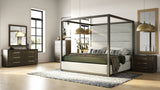 Manhattan - Contemporary Canopy Brown Oak Bed