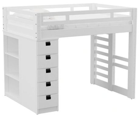 Elements International Cali Kids Twin Loft Bookcase Bed in White image