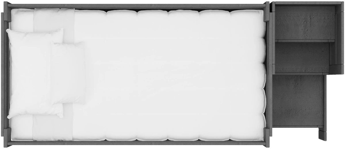 Elements International Cali Kids Twin Junior Loft Bed with Staircase in Sleek Gray