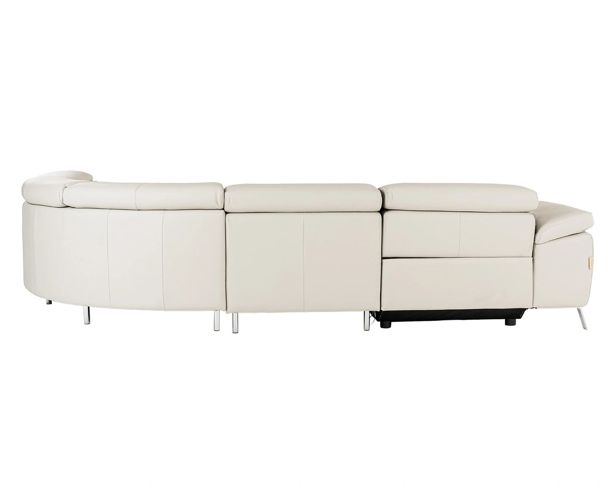 Mini Wonder - Italian Modern Grey Leather Sectional Sofa with Left Facing Recliner