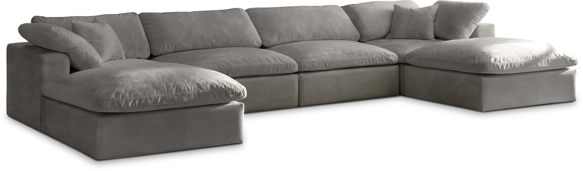 Cozy Grey Velvet Cloud Modular Sectional