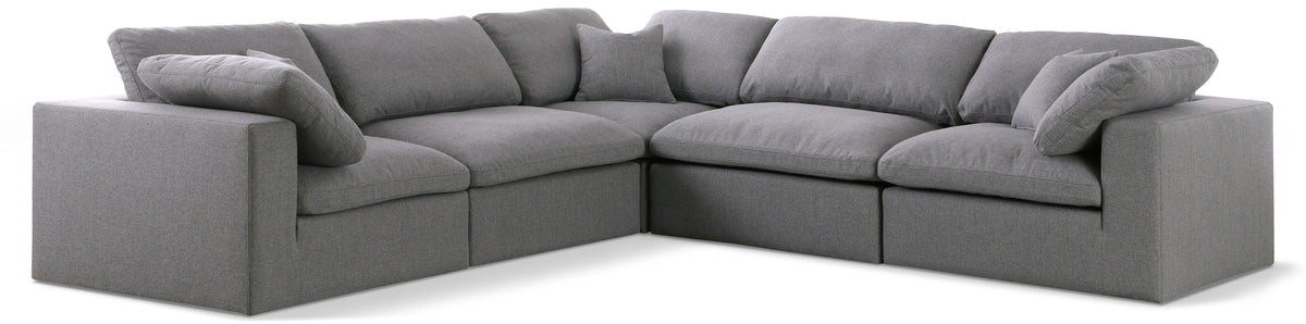 Serene Grey Linen Fabric Deluxe Cloud Modular Sectional