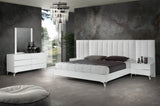 Angela - Italian Modern White Eco Leather 4-Piece Bedroom Set and Wings