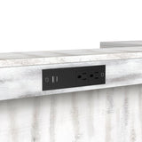 Rogen Rustic Bar Table with Ice Tray, USB and Power in Rustic White