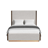 Brisbane UPH Bed with Boucle Beige and LED in Brown
