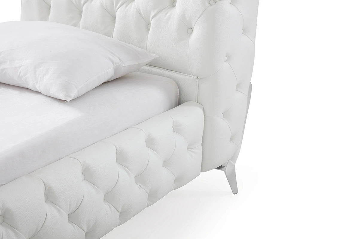 Legend Modern White Bonded Leather Bed