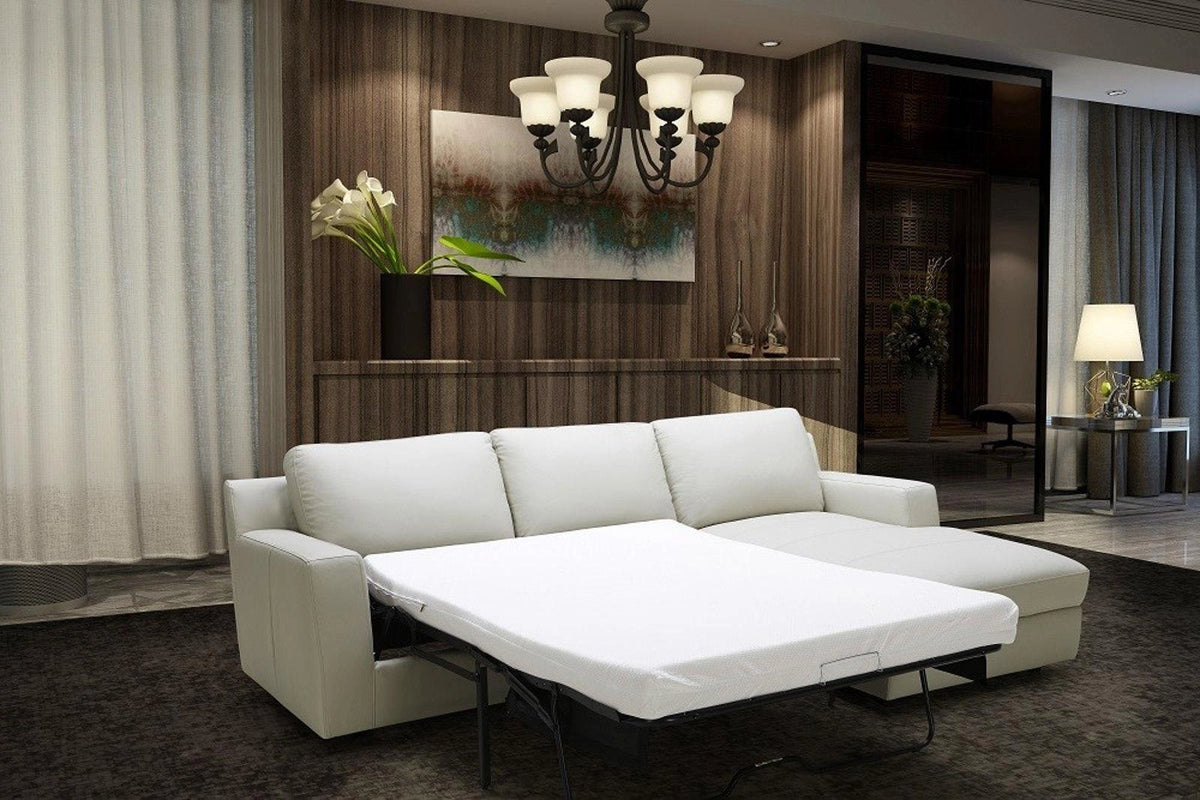 J&M Furniture Lauren Right Hand Facing Chaise Sectional Sleeper in Light Grey