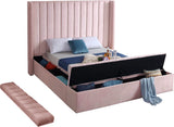 Kiki Pink Velvet Queen Bed (3 Boxes)