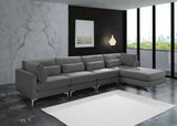 Julia Grey Velvet Modular Sectional (5 Boxes)