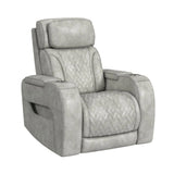 Prime Time P3 3PC Living Room Set with 7 Colors LED in Leather Gel Light Grey-Sofa, Loveseat & Recliner