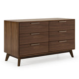Lambert + Soria - Modern Burnt Orange Fabric + Walnut 4-Piece Bedroom Set