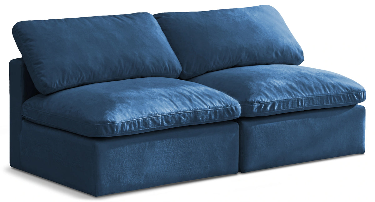Plush Navy Velvet Standard Cloud Modular Sofa