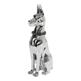 Doberman Dog - Silver Fiberglass Sculpture