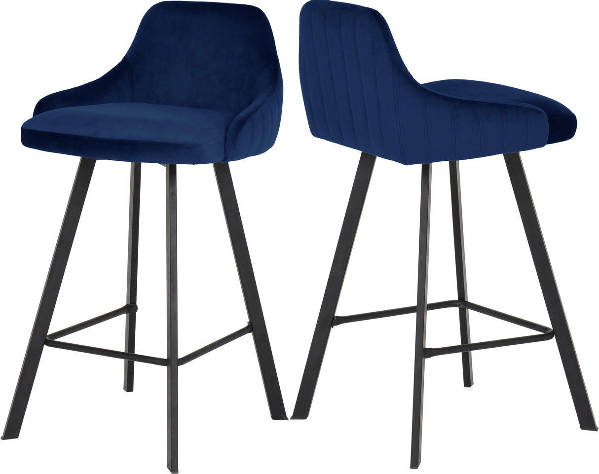 Viviene Navy Velvet Stool