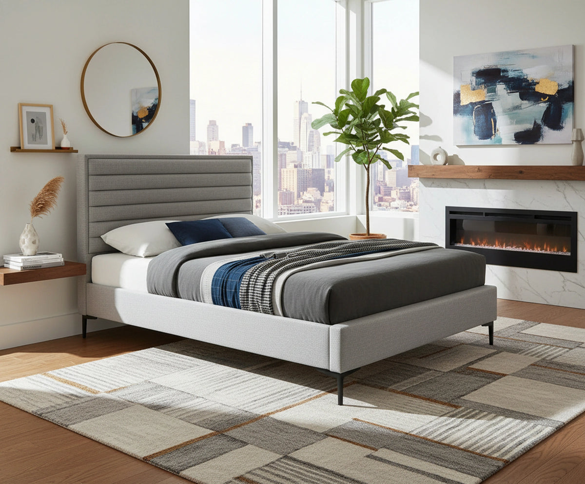 Hunter Grey Linen Queen Bed