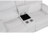 U6026 Blanche White Rec Sofa/Console Rec Loveseat with LED and Speaker
